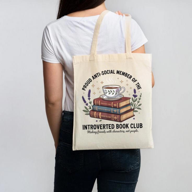 Retro Proud Introverted Book Club Anti Social Reader Canvas Tote Bag