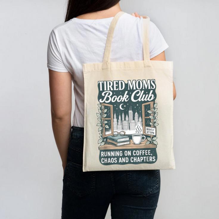 Retro Tired Moms Book Club Bookish Booktrovert Mother's Day Canvas Tote Bag