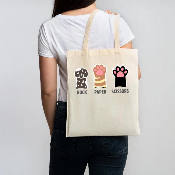 Rock Paper Scissors Hand Game Cute Paw Cat Introvert Canvas Tote Bag