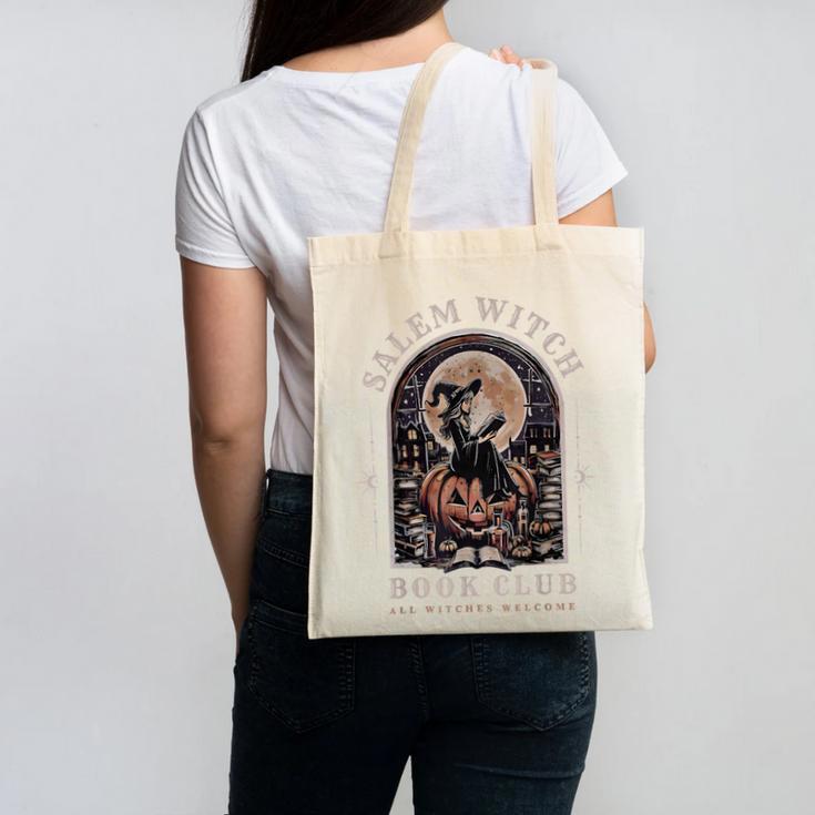 Salem Witch Book Club All Witches Welcome Spooky Halloween Canvas Tote Bag