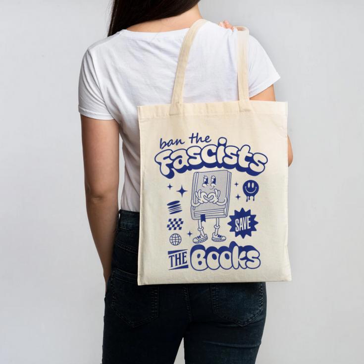 Save The Books Ban Fascists Stand For Book Readers Canvas Tote Bag