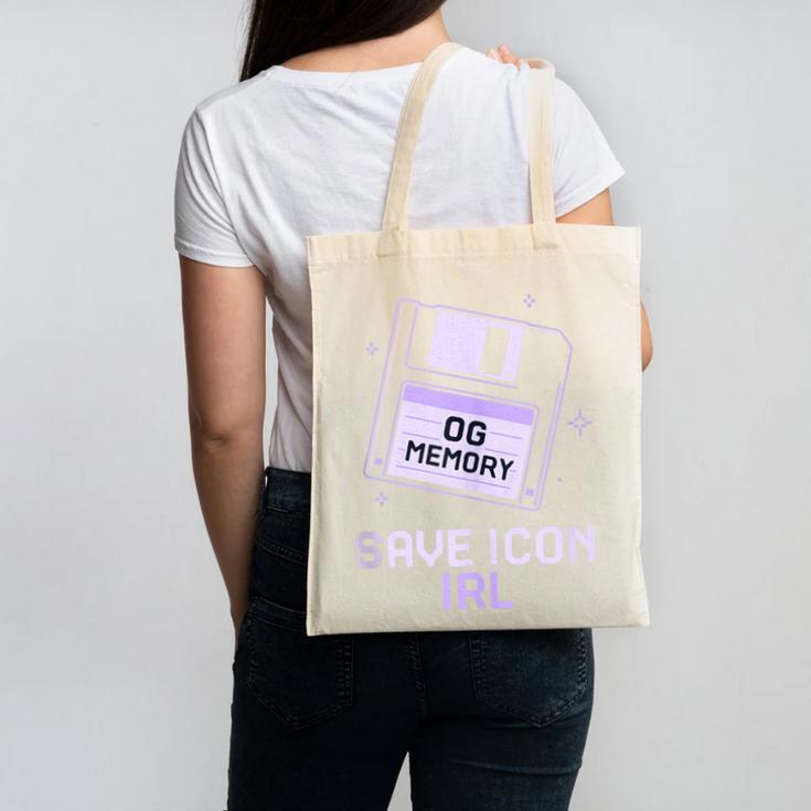 Save Icon IRL Retro Tech Humor Floppy Disk 90s Nostalgia Canvas Tote Bag