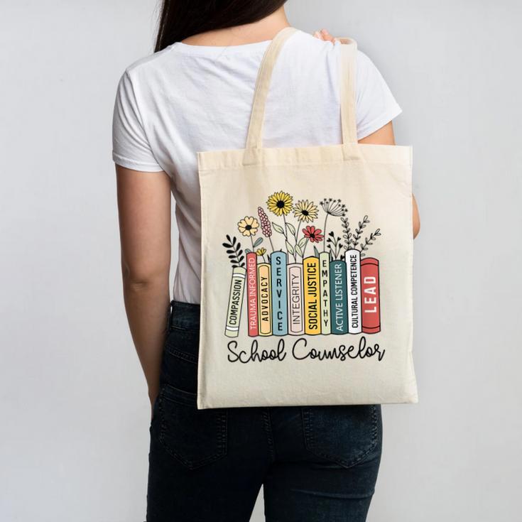 School Counselor Wildflower Book School Counseling Life Canvas Tote Bag