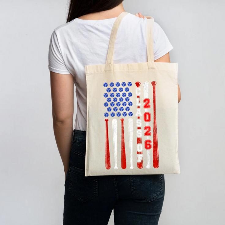 Senior 2026 Baseball American Flag Class Of 2026 Graduation Canvas Tote Bag