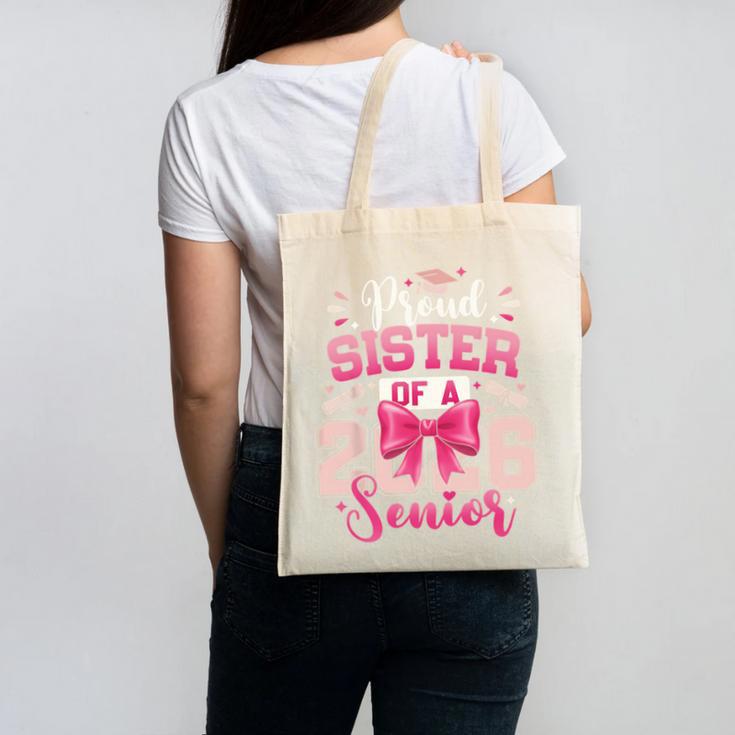 Senior 2026 Class Of 26 Coquette Pink Bow Graduation Sister Canvas Tote Bag