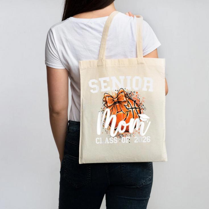 Senior Mom Class Of 2026 Coquette Bow Basketball Graduation Canvas Tote Bag
