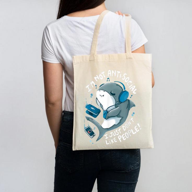 Shark Don’t Like People Antisocial Introvert Canvas Tote Bag