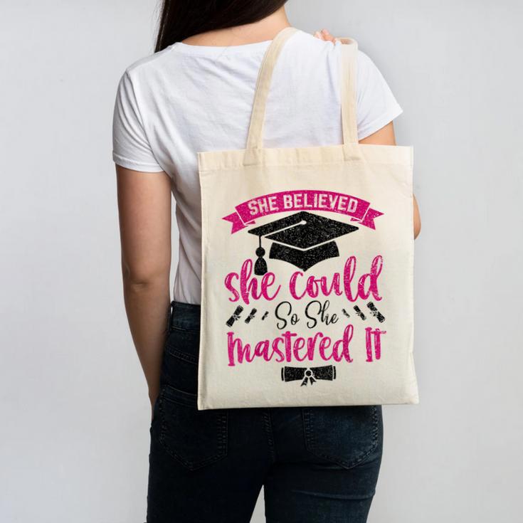 She Believed She Could So She Mastered It Graduation Canvas Tote Bag