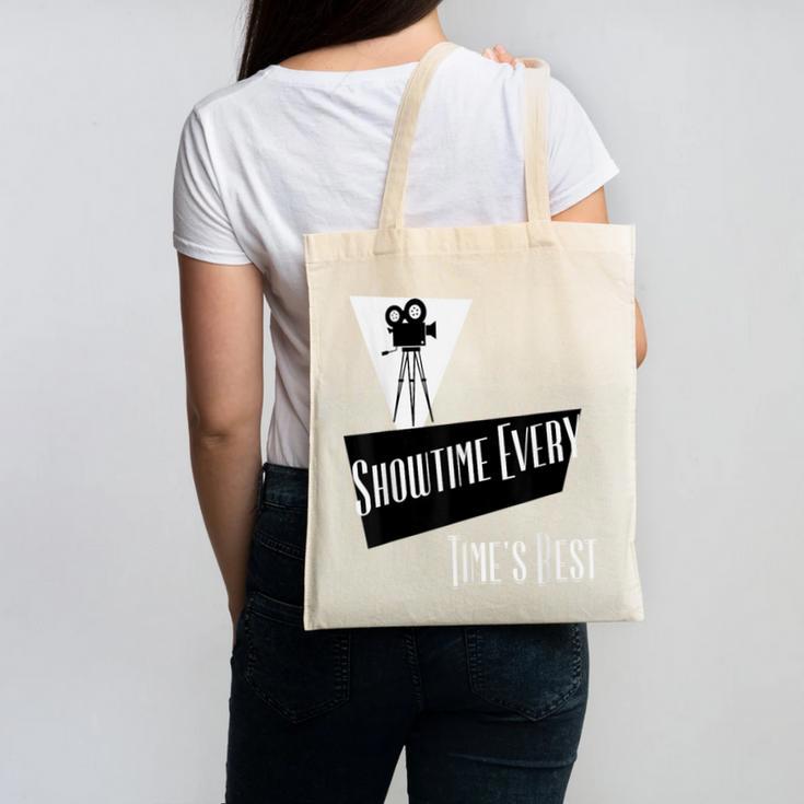 Showtime Every Moment Cinema Nostalgia Film Buff Humor Canvas Tote Bag