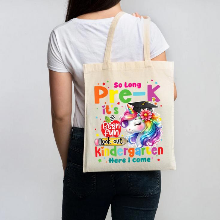 So Long Prek Pre-K Graduation Graduate Unicorn Kids Girls Canvas Tote Bag