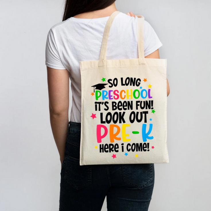 So Long Preschool Pre-K Here I Come Graduation Canvas Tote Bag