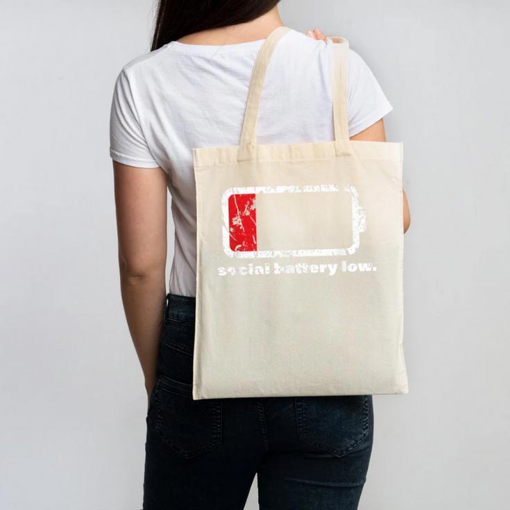Social Battery Low Introvert Canvas Tote Bag Social Battery Low Introvert Canvas Tote Bag