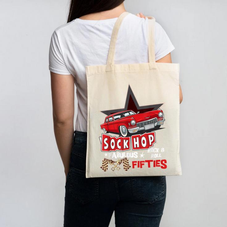 Sock Hop Fabulous Fifties Rock N Roll Automobile Nostalgia Canvas Tote Bag