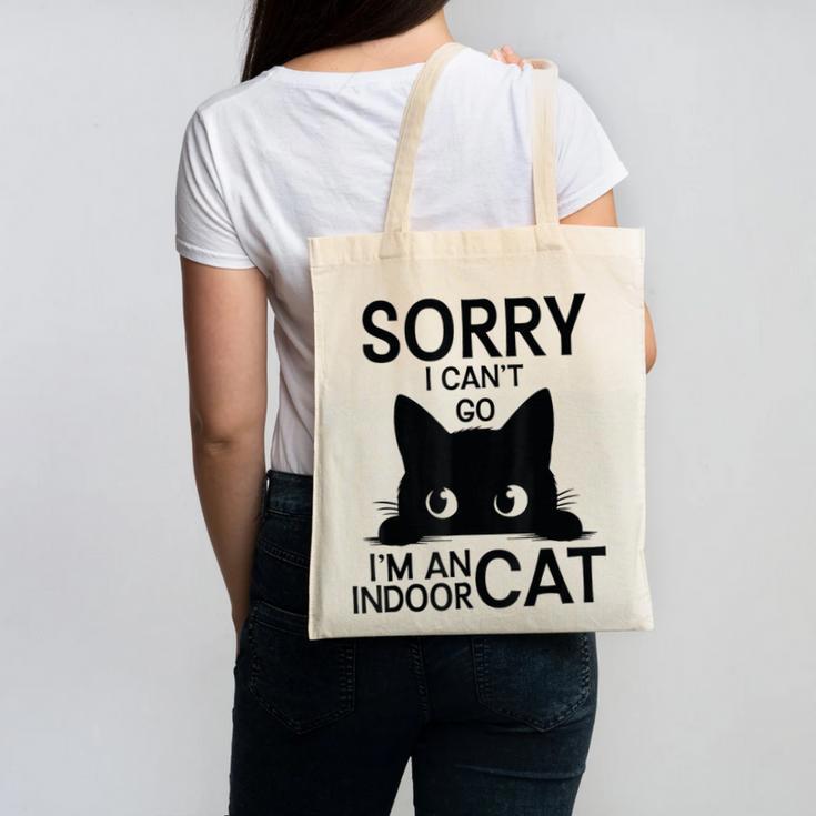 Sorry I Can't Go I'm An Indoor Cat Introvert Cats Canvas Tote Bag