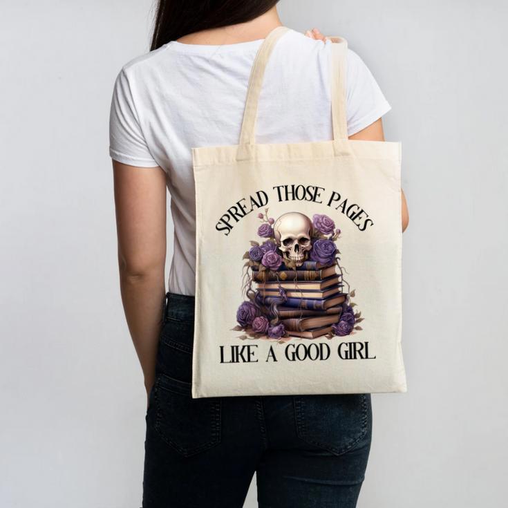 Spread Those Pages Like A Good Girl Dark Romance Spicy Books Canvas Tote Bag