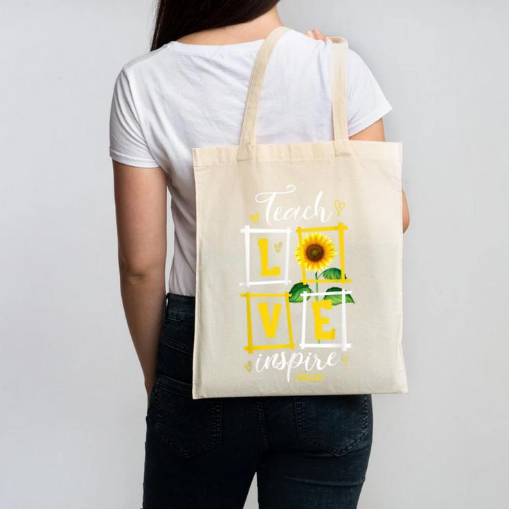 Sunflower Teach Love Inspire Cool Graduation Teacher School Canvas Tote Bag