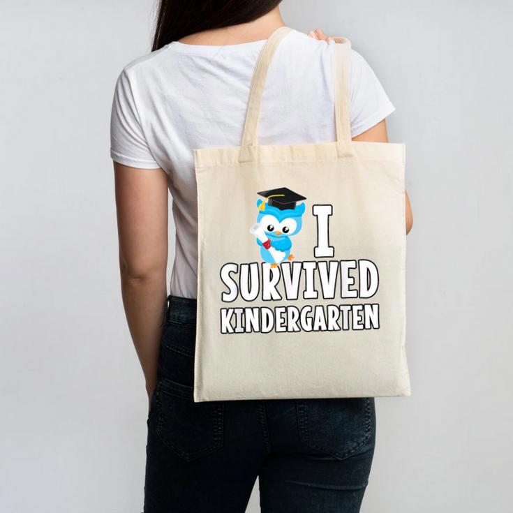 I Survived Kindergarten Graduation Kids Owl Grad Canvas Tote Bag