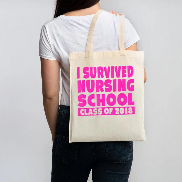 I Survived Nursing School Class Of 2018 Graduation Shirt Canvas Tote Bag
