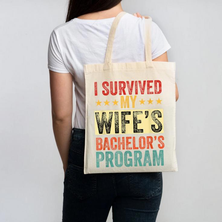 i Survived My Wife Bachelor's Degree Wife Graduation Canvas Tote Bag