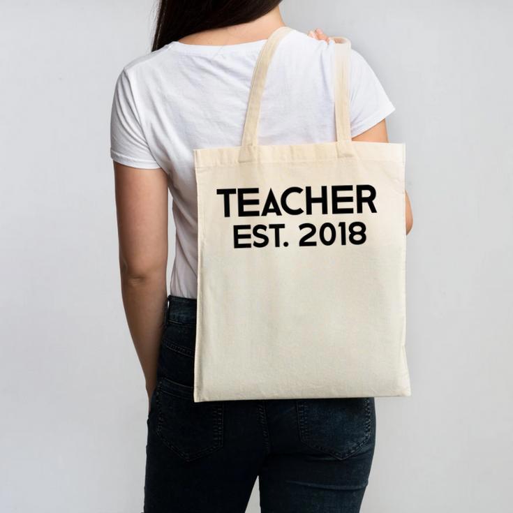 Teacher Graduation  Teacher Est 2018 Tee Him Her Canvas Tote Bag
