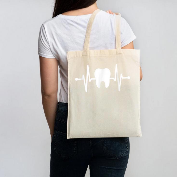 Tooth Heartbeat Dentist Graduation Party Dental Heartbeat Canvas Tote Bag