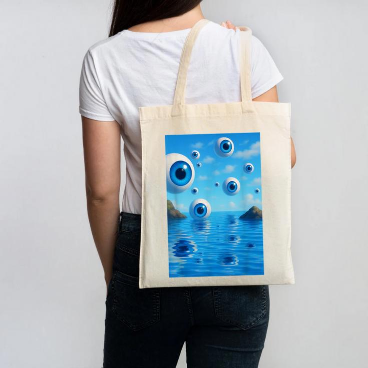 Trippy Weirdcore Frutiger Aero Surreal Eyeballs Y2K Canvas Tote Bag