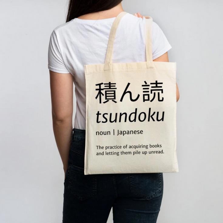 Tsundoku Japanese Language Book Lover Unique Word Canvas Tote Bag
