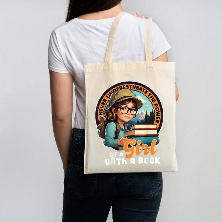 Never Underestimate The Power Of a Girl With a Book Reading Canvas Tote Bag