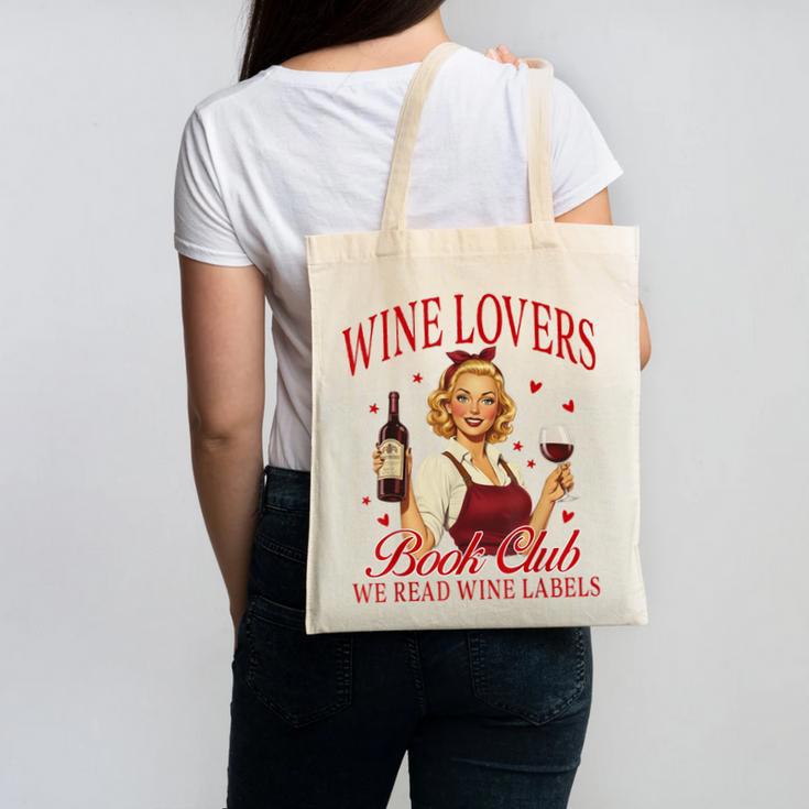 Valentine’s Day Wine Lovers Book Club We Read Wine Labels Canvas Tote Bag
