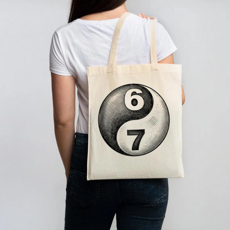 Vintage 6 7 Sketch Yin Yang Namaste Six Seven Nostalgia Canvas Tote Bag