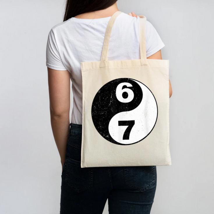 Vintage 6 7 Yin Yang Namaste Six Seven Nostalgia Canvas Tote Bag