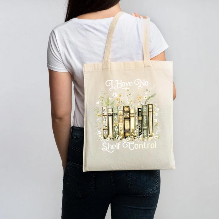 Vintage Floral Bookshelf I Have No Shelf Control Book Lovers Canvas Tote Bag