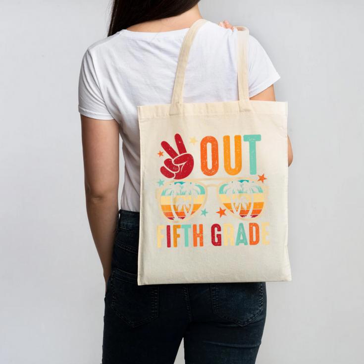 Vintage Peace Out 5th Grade Graduation Last Day Of School Canvas Tote Bag