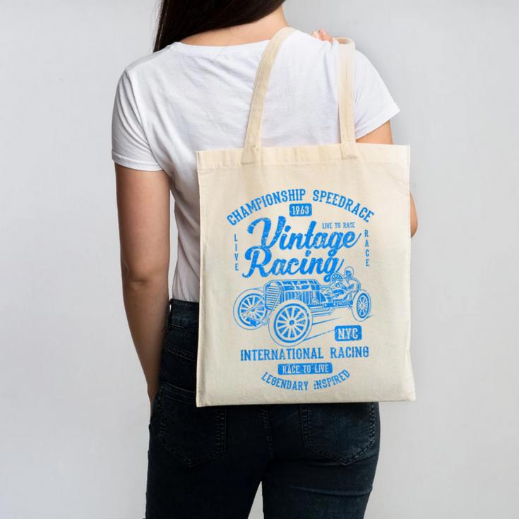 Vintage Racing Automotive Nostalgia Distressed Car Premium Tri-Blend Canvas Tote Bag
