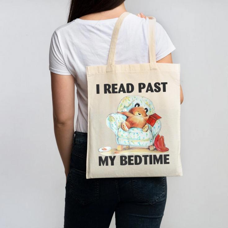 Vintage I Read Past My Bedtime Cute Sleeping Bear Book Lover Canvas Tote Bag