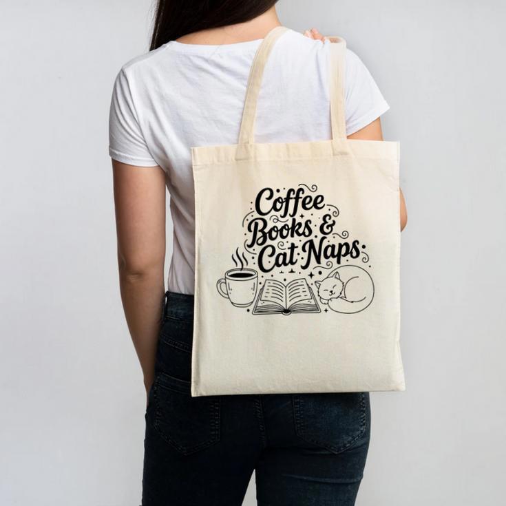 Vintage Retro Coffee Books & Cat Naps Canvas Tote Bag
