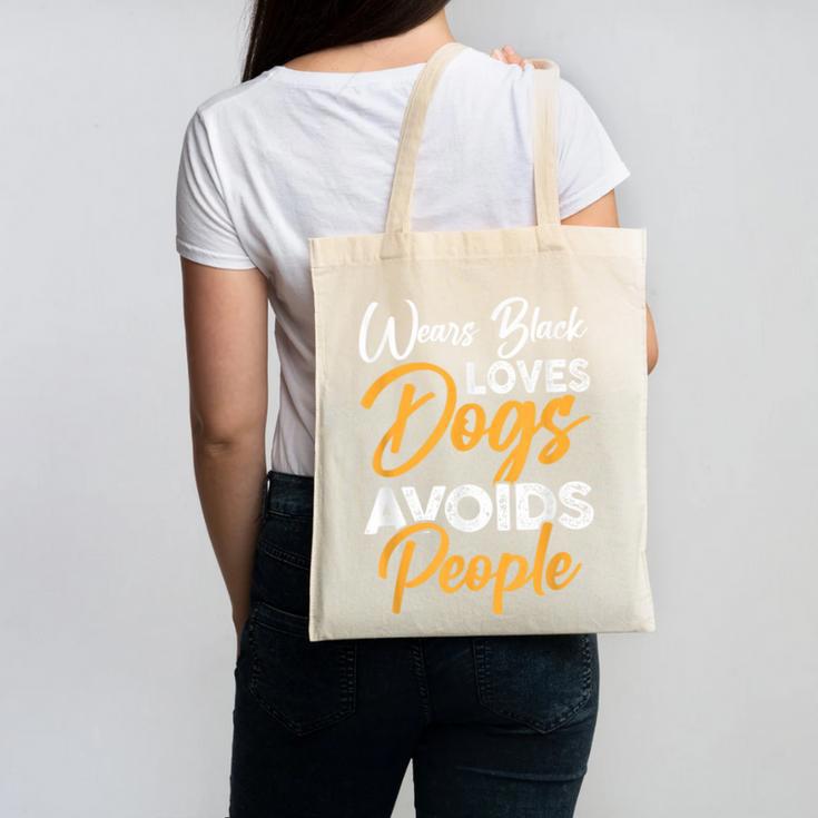 Wears Loves Dogs Avoids People I Introvert Canvas Tote Bag
