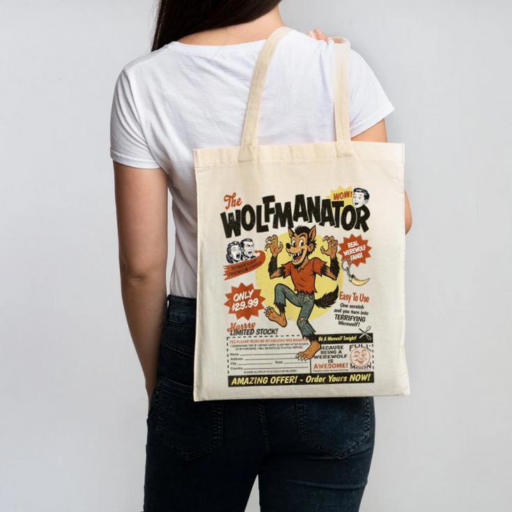 Werewolf Wolfmanator Nostalgia Vintage Halloween Canvas Tote Bag