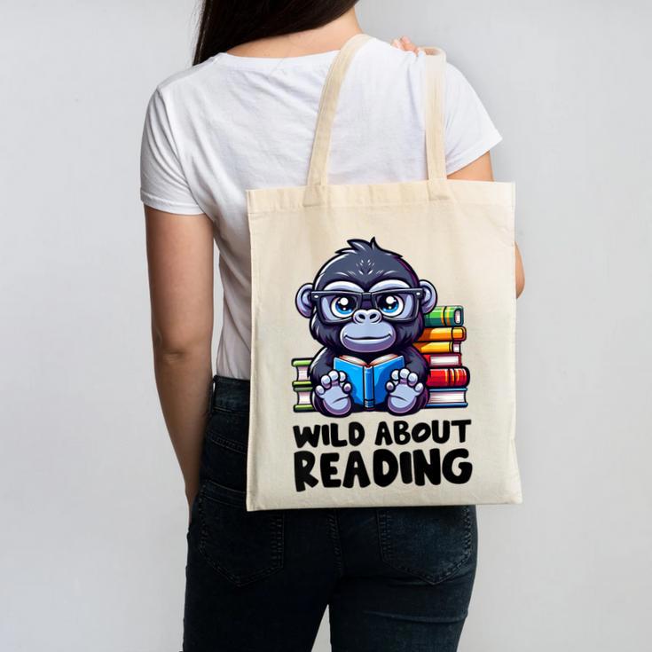 Wild About Reading Book Lover Gorilla Canvas Tote Bag