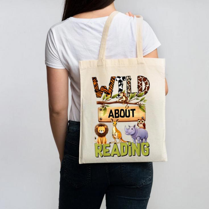 Wild About Reading Reading Books And Bookworm Library Day Canvas Tote Bag Wild About Reading Reading Books And Bookworm Library Day Canvas Tote Bag