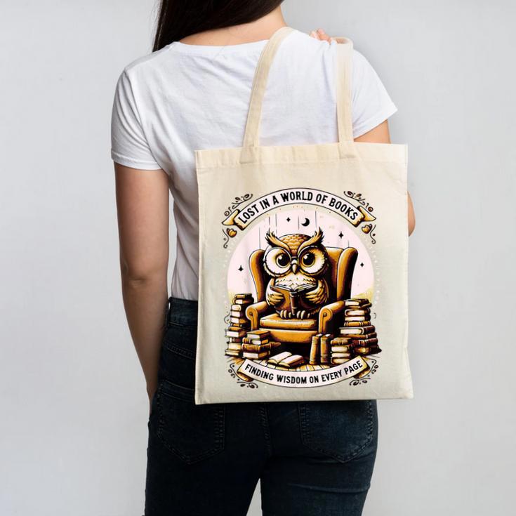 Wise Owl Reading Books Canvas Tote Bag