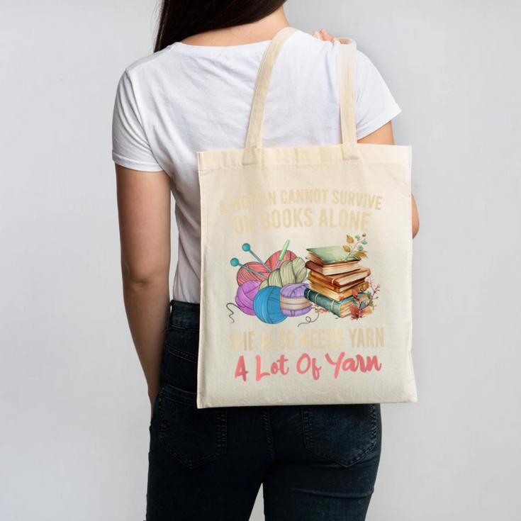 A Woman Cannot Survive On Books Alone She Needs Yarn Crochet Premium Tri-Blend Canvas Tote Bag