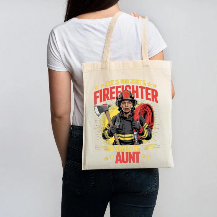 Woman Firefighter Aunt TiTi Auntie Black Graduation Canvas Tote Bag