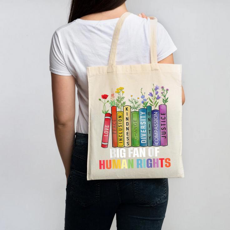 Women Floral Book Big Fan Of Human Rights Liberal Protest Canvas Tote Bag