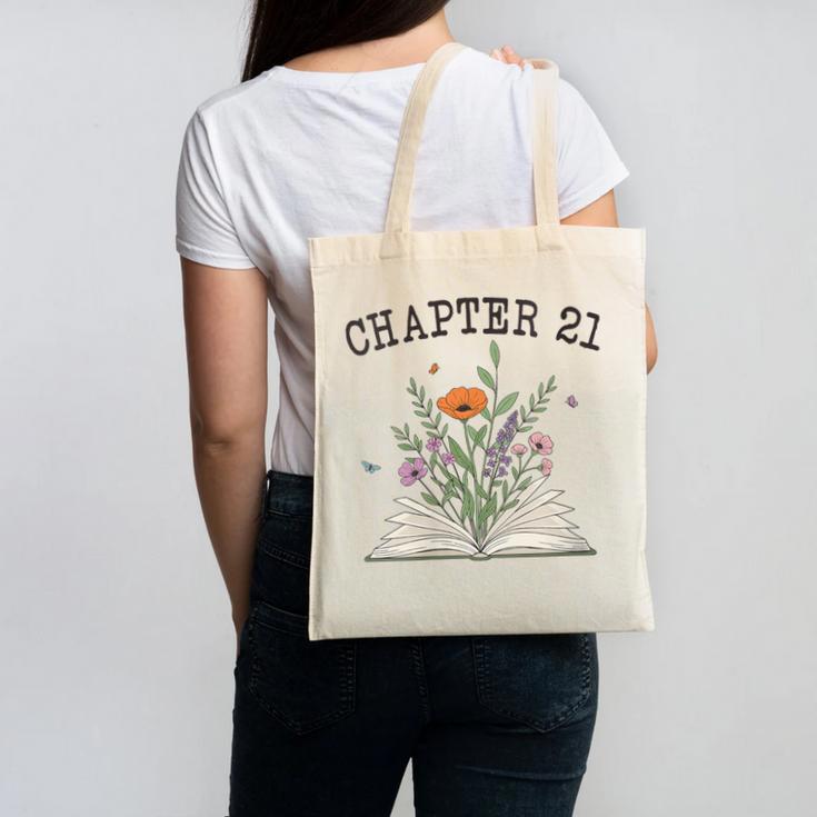 Women's Chapter 21 Book Lovers & Readers 21st Birthday Wildflowers Canvas Tote Bag