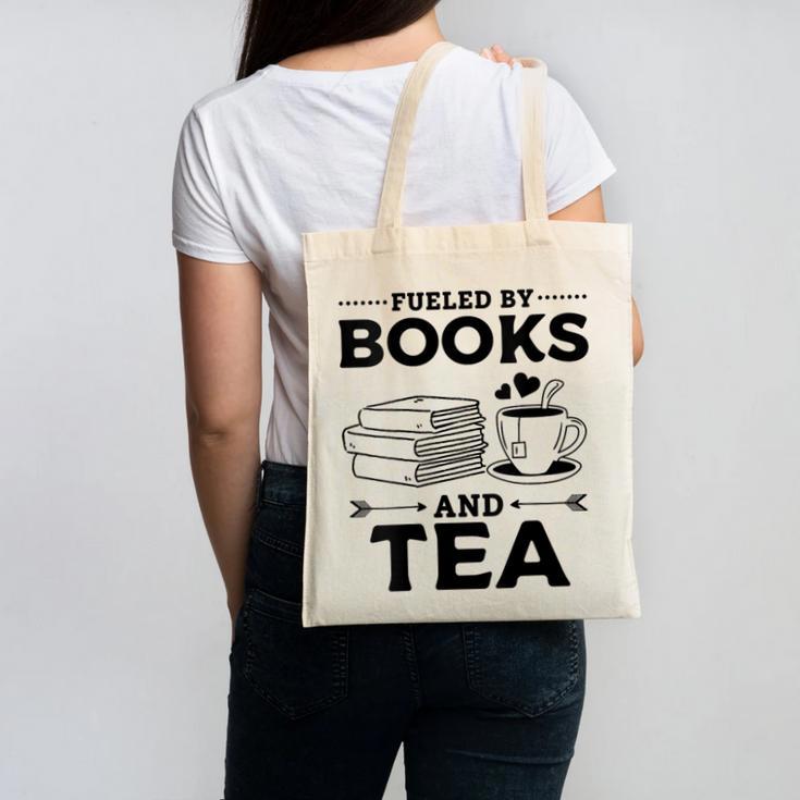 Women's Fueled By Books And Tea Book Lover Bookworm Reading Books Canvas Tote Bag