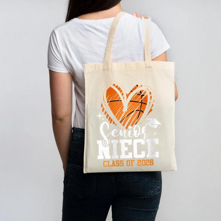 Women's Senior Niece Class Of 2026 Basketball Graduation Heart Canvas Tote Bag