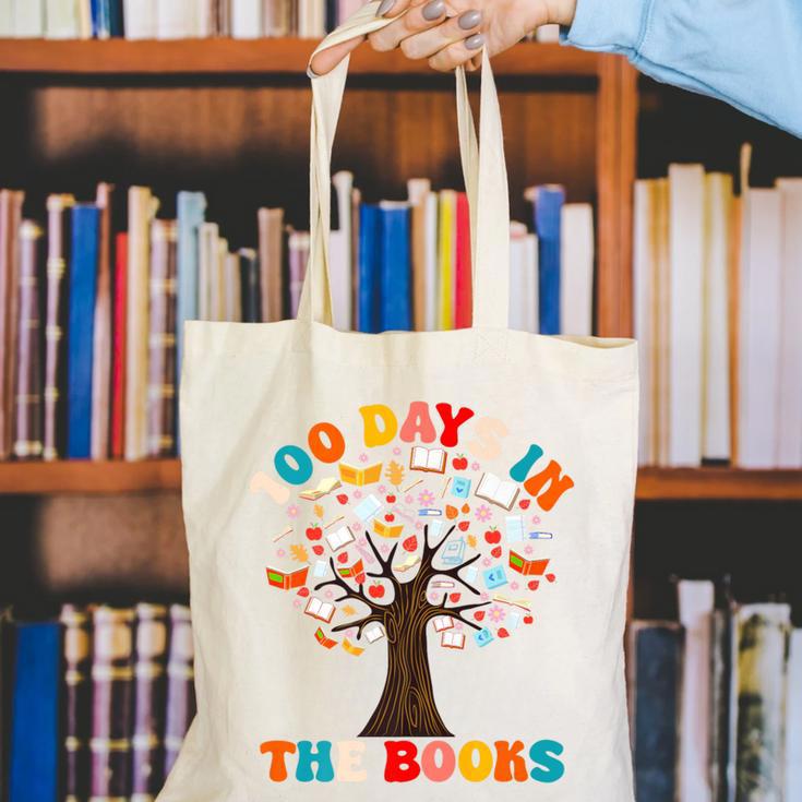 100 Days In The Books Reading Teacher 100th Day Of School Premium Canvas Tote Bag