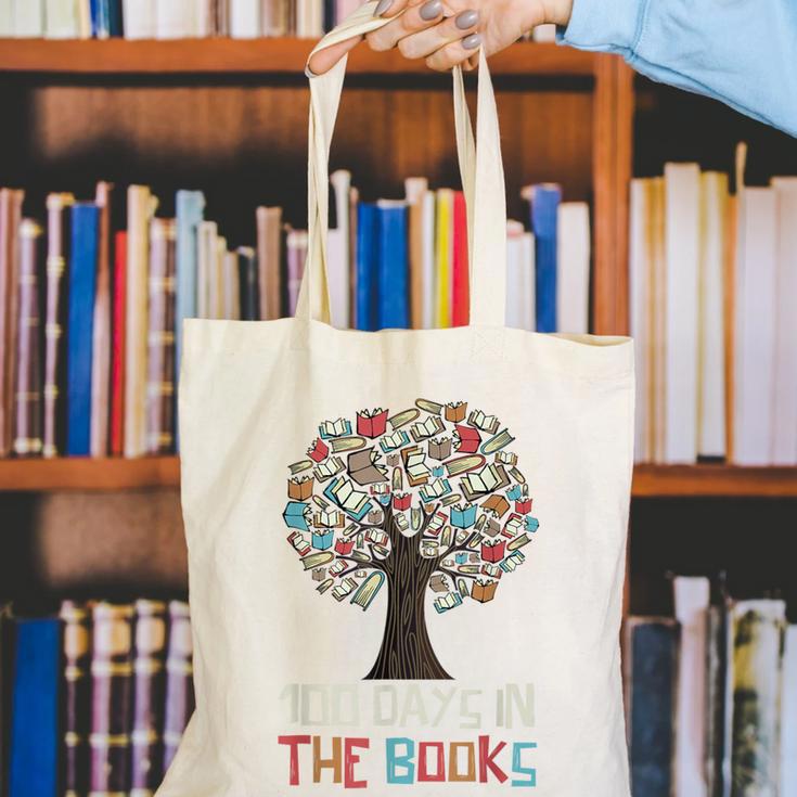 100 Days In The Books Tree Reading Teacher Student 100th Day Canvas Tote Bag 100 Days In The Books Tree Reading Teacher Student 100th Day Canvas Tote Bag