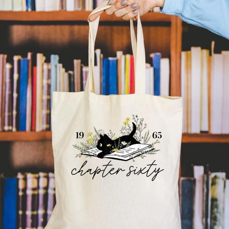 1965 Chapter Sixty Book Cat Lover 60th Birthday For Men Women Canvas Tote Bag 1965 Chapter Sixty Book Cat Lover 60th Birthday For Men Women Canvas Tote Bag